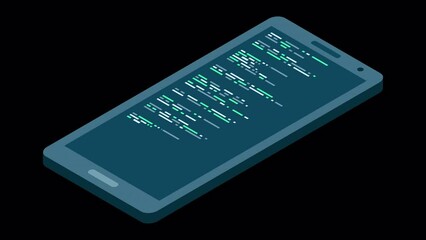 Wall Mural - isometric smartphone animation. simple flat isometric phone. smartphone device isometric technology.