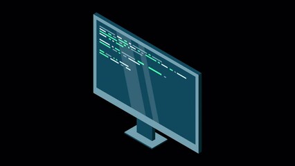 Wall Mural - isometric monitor animation. computer monitor isometric desktop. modern monitor. 4k video animated i
