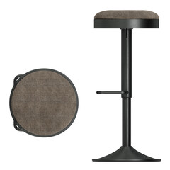 Wall Mural - top view of rounded bar stool, isolated on transparent background