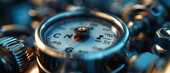 A closeup of a pressure gauge needle twitching, the dial face filling the frame to emphasize measurement accuracy