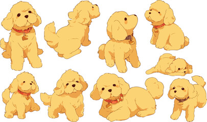 Sticker - golden doodle dog clipart vector for graphic resources