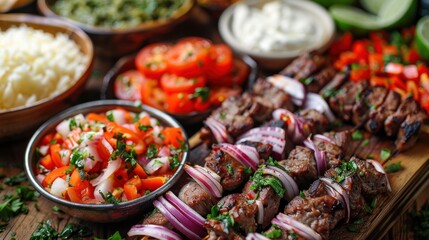 Wall Mural - Kebab Ingredients Up Close: Food Photography for Cooking Inspiration and Recipe Ideas