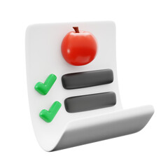 food list for diet program gym fitness 3d icon illustration render design