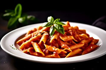 Wall Mural - food photograph of italian penne all'arrabbiata, high quality