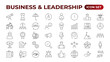 © artnazu - Business people line icons collection. Teamwork, goal, education, skills, career icons. UI icon set. Thin outline pack.management, administration, supervision, leadership, business. Outline icon set.