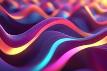 A Colorful Wave With Purple, Blue, And Yellow Stripes