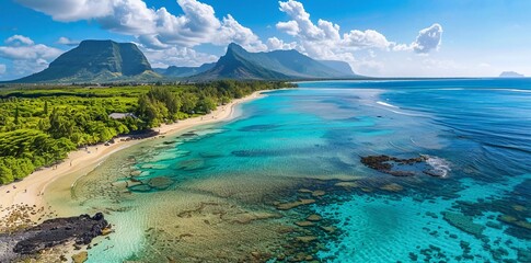 The stunning Pointe d'Esny Beach on the South East Coast of Mauritius.