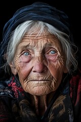 Sticker - Weathered face of an elderly woman