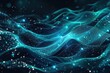 Dark background with light dots in the shape of waves, blue colors, glowing lights, and an abstract design