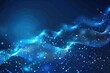 Digital background featuring glowing dots forming waves, abstract and futuristic design with a dark blue color.