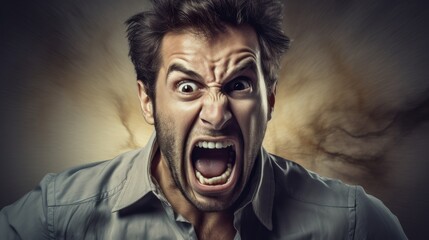 Sticker - Angry man shouting with intense expression