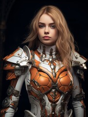 Poster - futuristic woman in high-tech armor