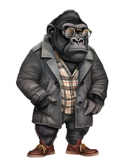 Wall Mural - Fashionable gorilla character illustration