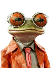 Poster - Fashionable bull frog character illustration