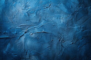 Blue decorative plaster texture with vignette. Abstract grunge background with copy space for design - generative ai