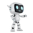 Cute and small artificial intelligence personal assistant robot thumb up isolated