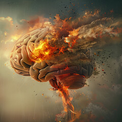 human brain exploding with knowledge and creativity.