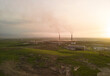 Landscape not far from Almaty with a view of a thermal power plant.