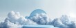 © Five Million Stocks - Cloud background podium blue 3d product sky white display platform render abstract stage pastel scene. Podium stand light minimal cloud background studio dreamy pedestal backdrop