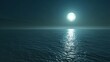 © Suphat - 3D render of a full moon casting a silvery light over a calm ocean, creating a tranquil and ethereal seascape at night