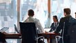 © Johannes - Group of business people working, discussing business strategy at office desk. hyper realistic