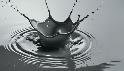 Wall Mural - water drop falling into water, skull and bones, portrait of a person with a beard, dissolve melting emerging from grey molten liquid paint. illuminated with dynamic composition and dramatic