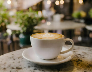 Wall Mural - A Capuchino cup in cafe shop on digital art concept, Generative AI.