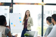 © peopleimages.com - Office, meeting and woman leader in boardroom, conversation and presentation in workplace. Discussion, brainstorm and planning for corporate strategy, collaboration and female person or sales agent