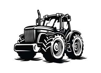 Wall Mural - Silhouette of a tractor illustration vector with tractor icon and logo on white background