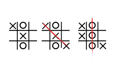 Tic tac toe image vector illustration sets