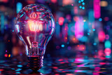 Fototapeta Londyn - Neon bulb light on blur background as technology concept.