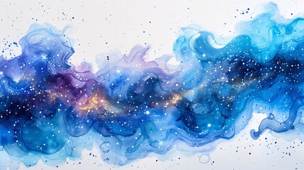 a watercolor artwork of space, stars, and the ethereal Pisces constellation, exquisitely rendered on textured watercolor paper