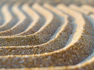 Canvas Print - Zen Garden Sand Patterns with Meticulous Rake Marks Evoking Serenity and Contemplation