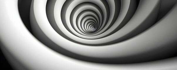 Wall Mural - captivating optical illusion of infinite spiraling geometric patterns in black and white