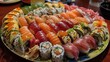 Assorted Sushi Platter with Nigiri and Rolls
