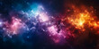 A colorful galaxy with a blue and orange line