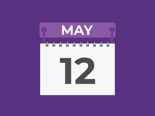 May12 calendar reminder. 12 Maydaily calendar icon template. Calendar 12 Mayicon Design template. Vector illustration

