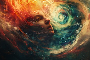 surreal portrait of emotional turmoil - artistic concept of mental struggle and therapy