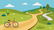 © Justlight - A park trail lined with paved and unpaved segments accommodating cyclists on adaptive allterrain trikes.. Vector illustration
