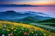A korea field of wildflowers at twilight. By Dreamer, 야생화, ai, generative, 생성형
