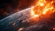 Spectacular Fiery Meteor Impact Lights Up the Earth's Atmosphere in a Cataclysmic Cosmic Explosion
