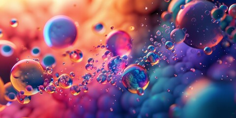 Poster - A colorful image of many small bubbles floating in the air