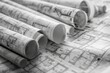 © Daria - Architectural plan and technical drawing on architectural rolls for construction