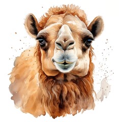 Wall Mural - Camel. Camel in desert. Desert animals clipart. Watercolor illustration. Generative AI. Detailed illustration.