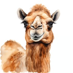 Wall Mural - Camel. Camel in desert. Desert animals clipart. Watercolor illustration. Generative AI. Detailed illustration.