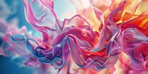 Wall Mural - A colorful, flowing piece of fabric with a pink and orange hue