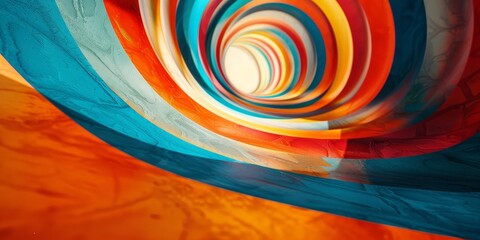 Wall Mural - A colorful spiral with a blue stripe in the middle