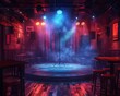© AmazingArt - Comedy club interior, wide view, spotlight on stage for a standup entertainment wallpaper , vibrant
