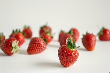 Wall Mural - vibrant red strawberries isolated on a white background 