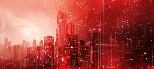 Poster - Bearish inflation crisis city background theme. Economy business market. Generative AI technology.	
